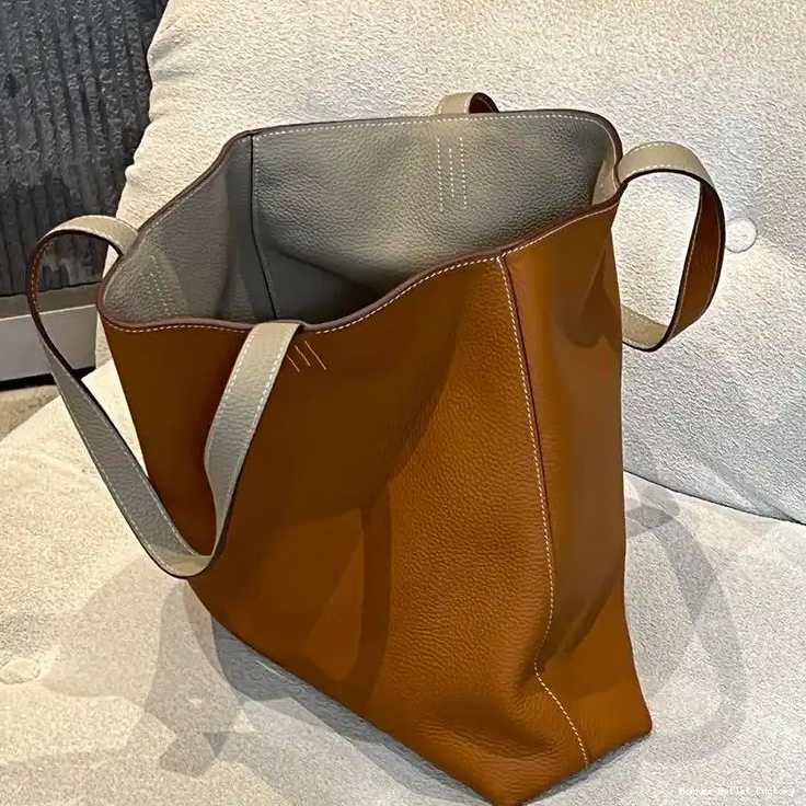 Cheap Hermes Grey Clemence Bag Leather Sens Double In Brown 0427